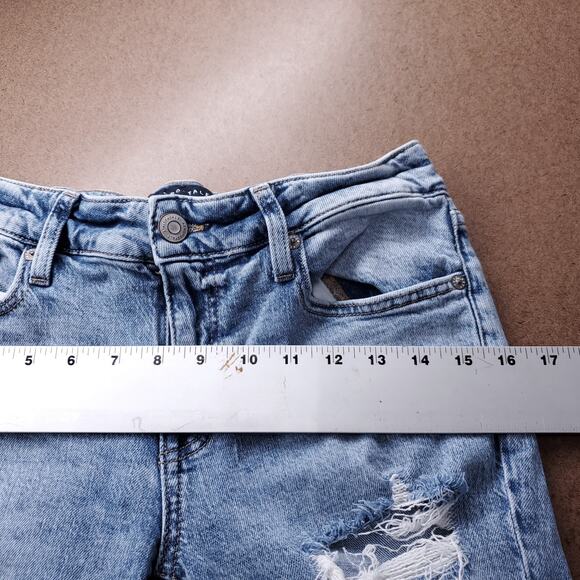 Aeropostale Low Rise Flare Jeans Women 6R Med Blue Distressed Boho Retro Hippie - Picture 5 of 11